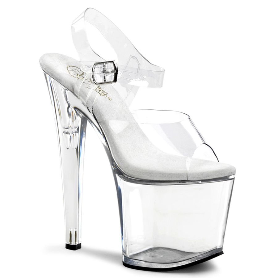 Women\'s Pleaser Taboo-708 Ankle Strap Sandals Clear | 612SGRHYB