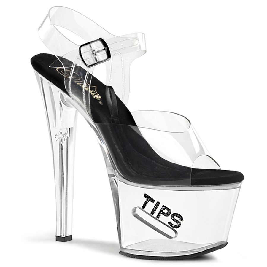 Women\'s Pleaser Tipjar-708-5 Platform Sandals Black | 498DHLQFP