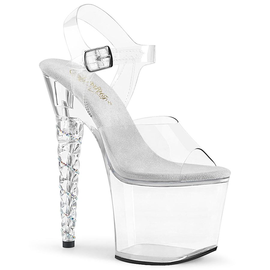 Women\'s Pleaser Unicorn-708RSH Ankle Strap Sandals Clear | 137UMEYLK