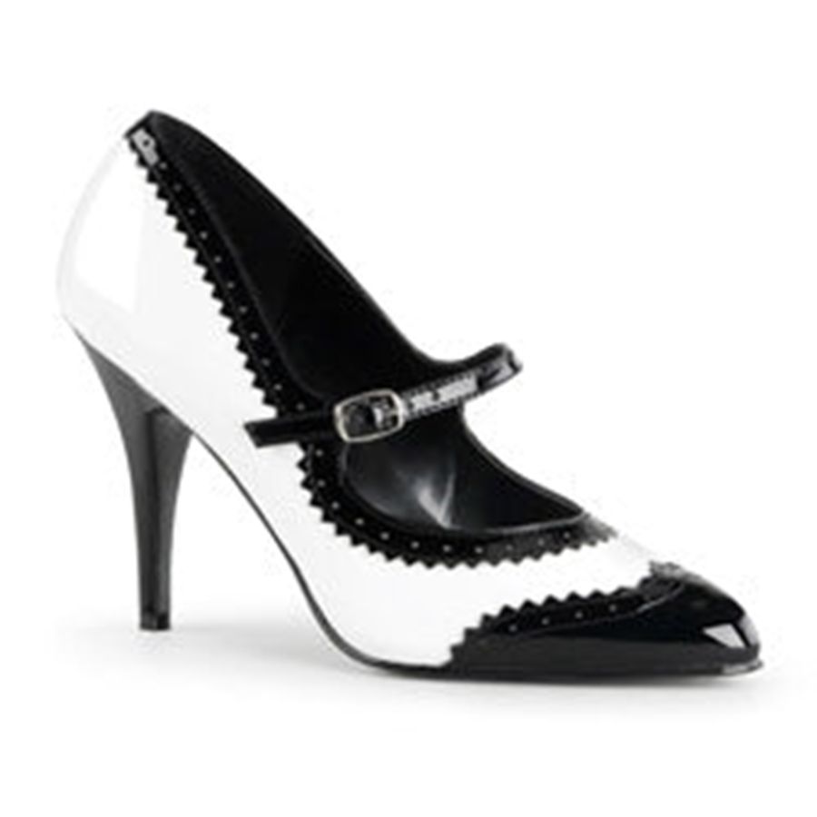 Women's Pleaser Vanity-442 Pumps Black White | 820SHFEAM