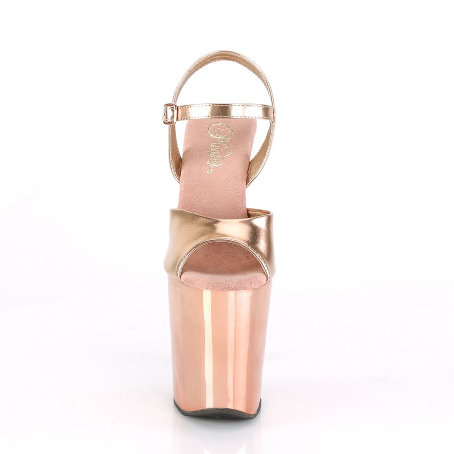 Women's Pleaser Xtreme-809TTG Ankle Strap Sandals Rose Gold | 470CMFURT