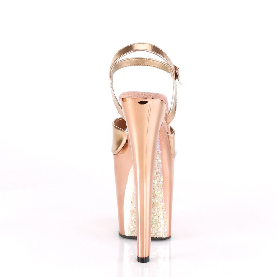 Women's Pleaser Xtreme-809TTG Ankle Strap Sandals Rose Gold | 470CMFURT