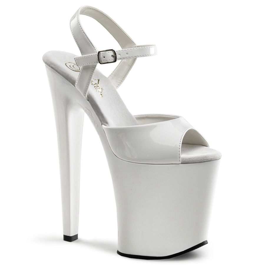 Women\'s Pleaser Xtreme-809 Platform Sandals White | 732QLINDP