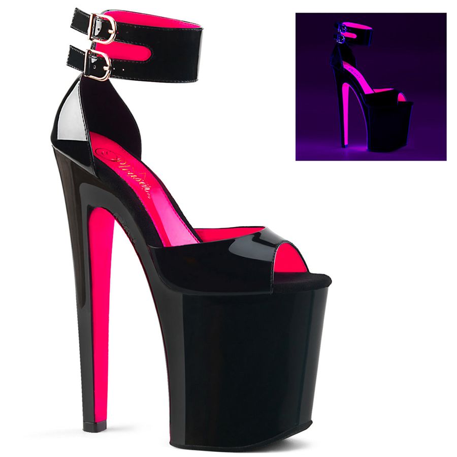 Women\'s Pleaser Xtreme-875TT Platform Sandals Pink Black | 146GRZOLV