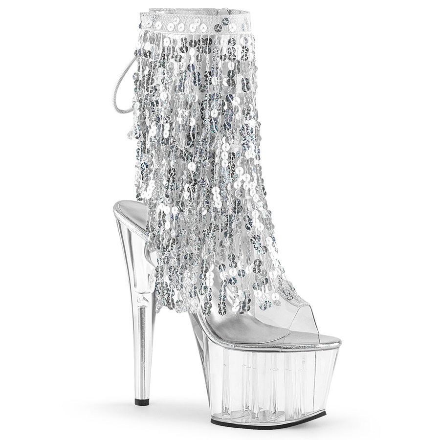 Women's Pleaser Adore-1017SQF Ankle Boots Silver | 745AMOVIB