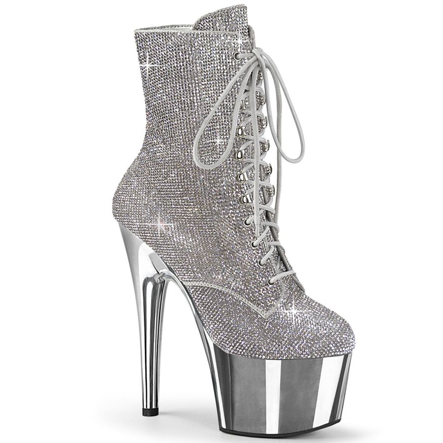 Women's Pleaser Adore-1020CHRS Ankle Boots Silver | 736MGIBVC