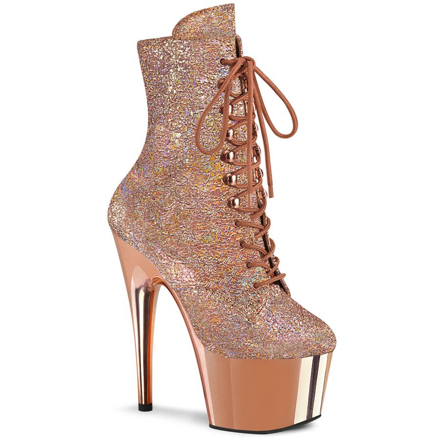 Women's Pleaser Adore-1020HM Ankle Boots Rose Gold | 043TXEVGJ