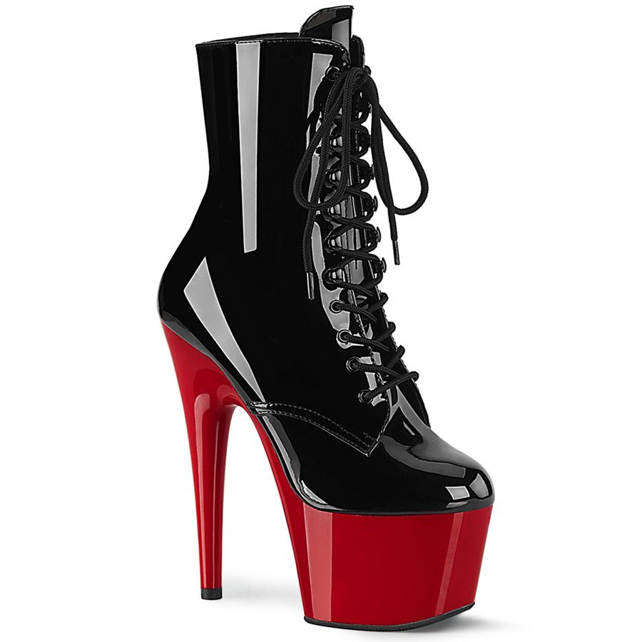 Women's Pleaser Adore-1020 Ankle Boots Black Red | 629HYKCPL