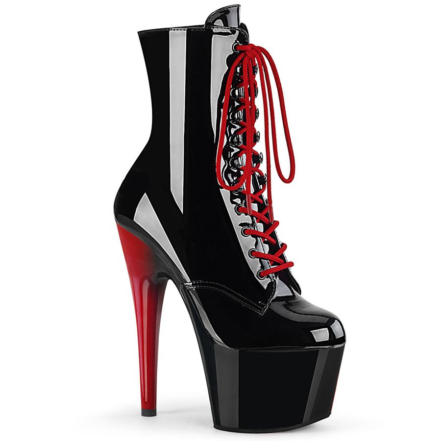 Women's Pleaser Adore-1020 Ankle Boots Black Red | 746UFCIYH