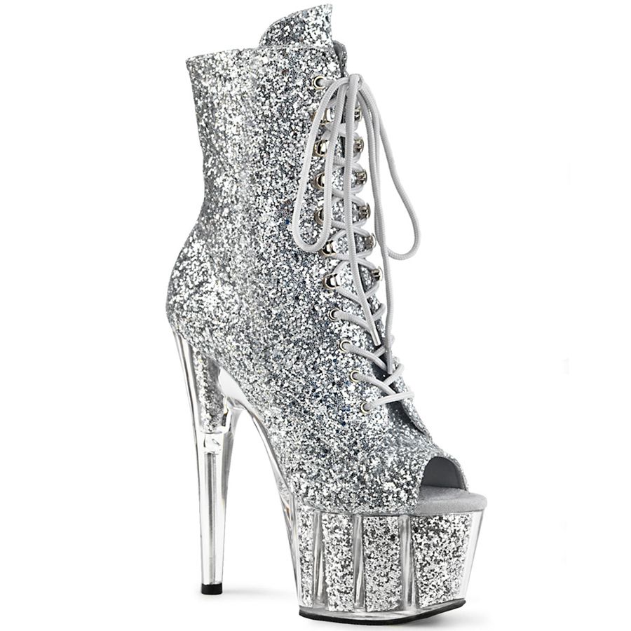 Women's Pleaser Adore-1021G Ankle Boots Silver | 540XSPWRG