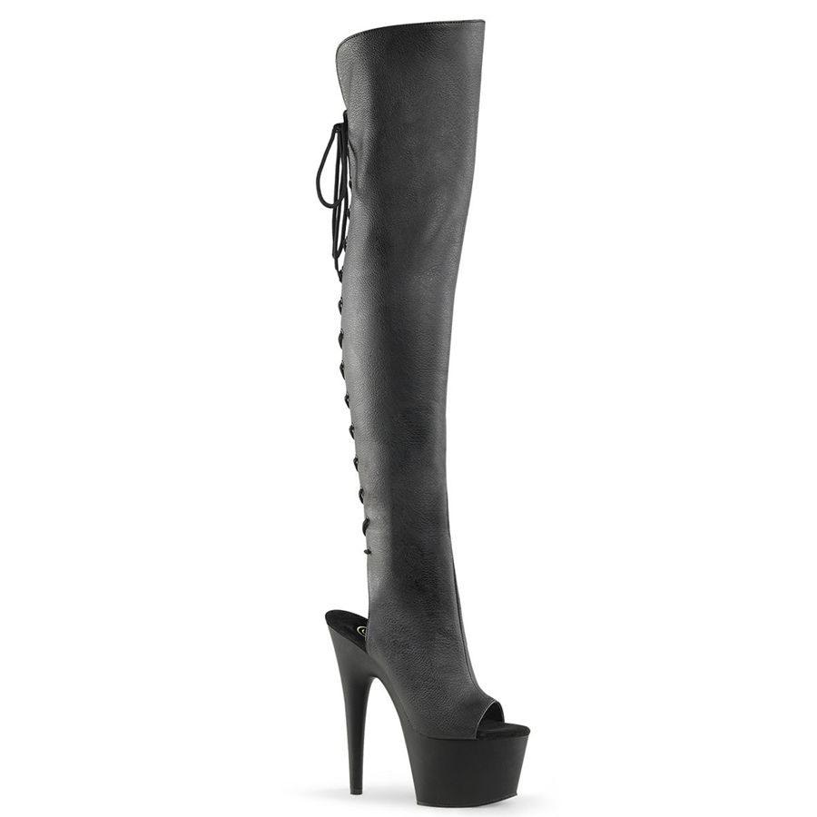 Women's Pleaser Adore-3019 Thigh High Boots Black | 836LHNJPD