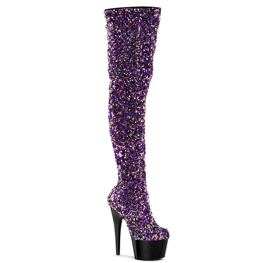 Women's Pleaser Adore-3020 Thigh High Boots Purple | 603YAQCWF