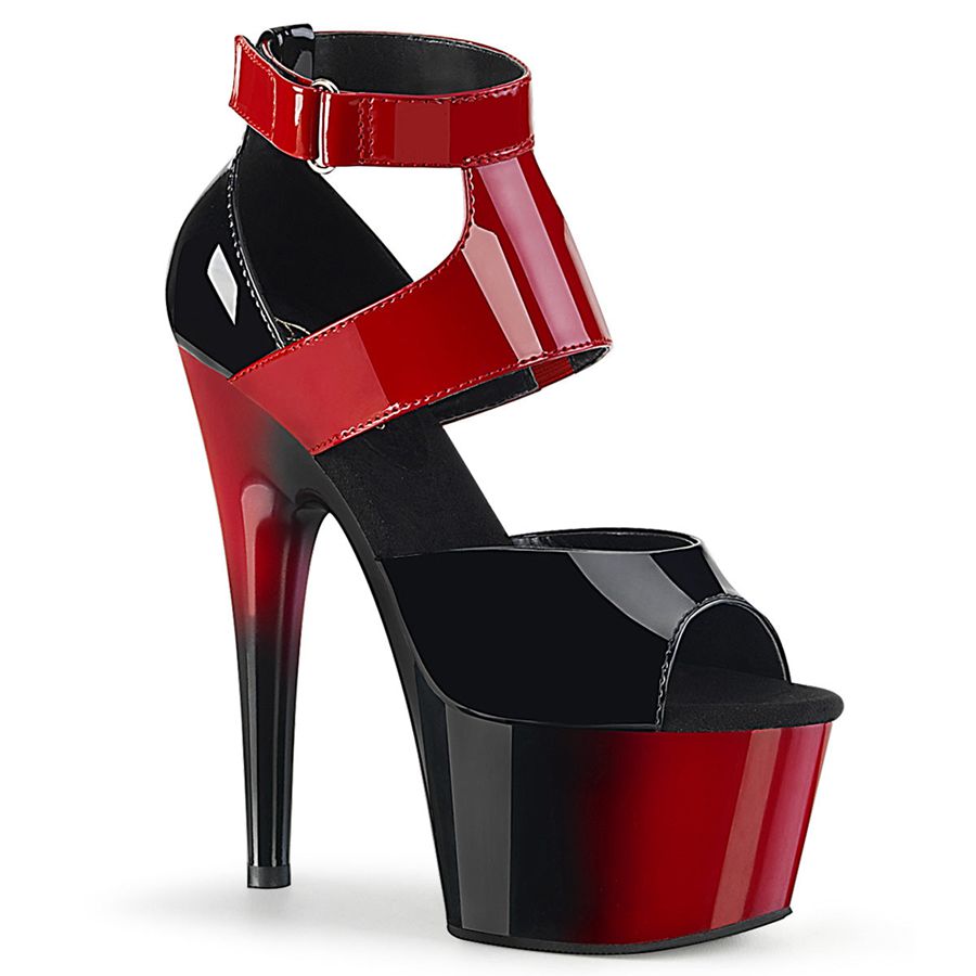 Women's Pleaser Adore-700-16 Ankle Strap Sandals Red Black | 590TUIONZ