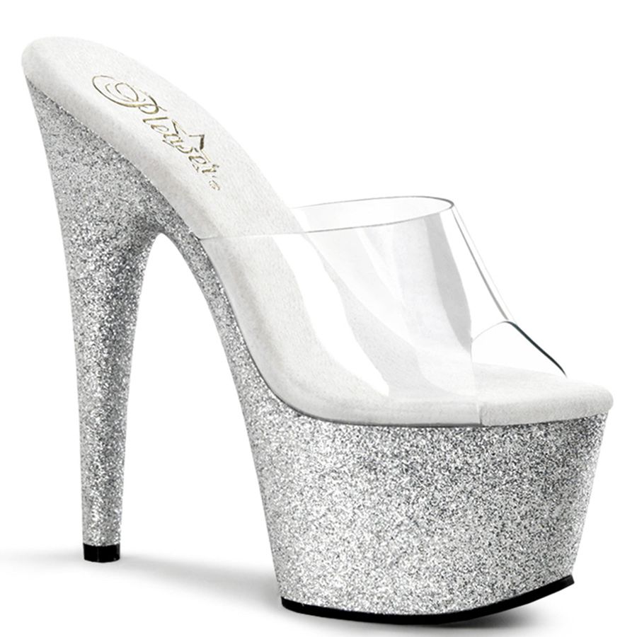 Women's Pleaser Adore-701SDG Platform Sandals Silver | 074EFAWDM