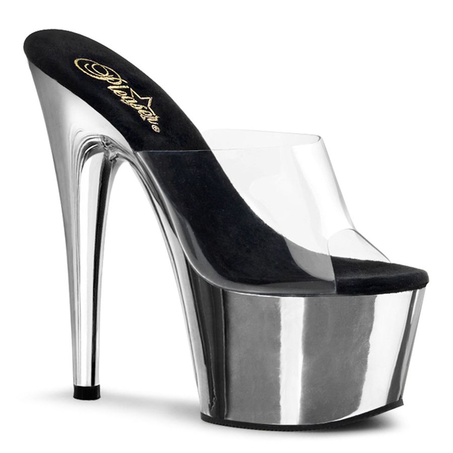 Women's Pleaser Adore-701 Platform Sandals Silver | 713OZPSDB