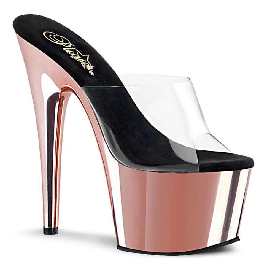 Women's Pleaser Adore-701 Platform Sandals Rose Gold | 791IQKDHR