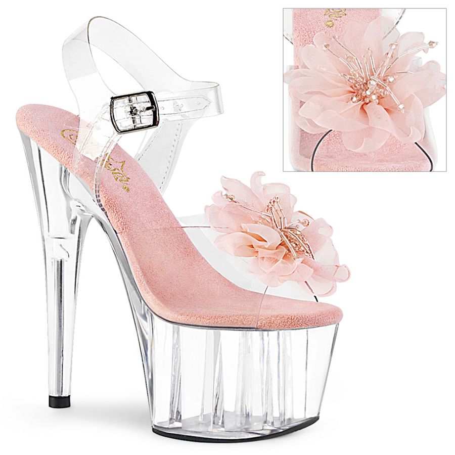 Women's Pleaser Adore-708BFL Ankle Strap Sandals Pink | 307UDQTRG