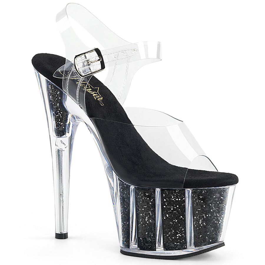 Women's Pleaser Adore-708G Ankle Strap Sandals Black | 761DVIMRE