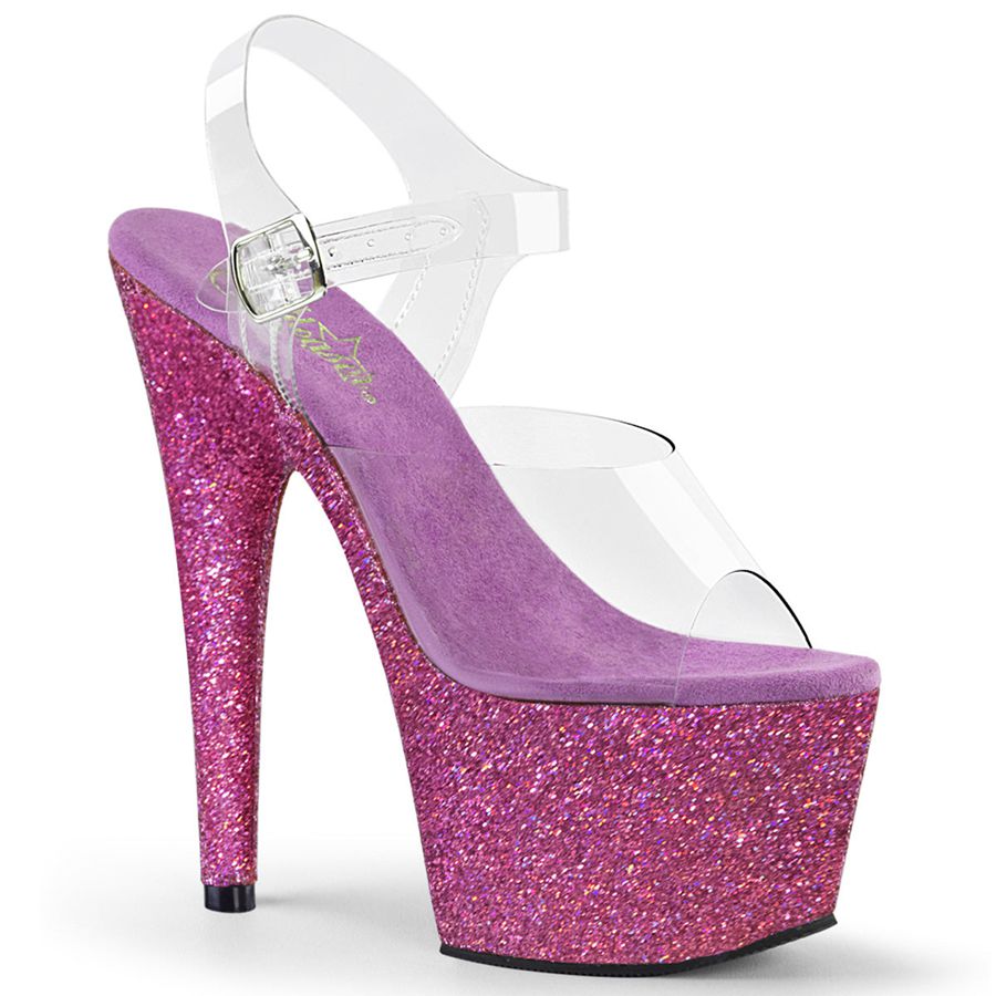 Women's Pleaser Adore-708HMG Ankle Strap Sandals Purple | 052JHADME