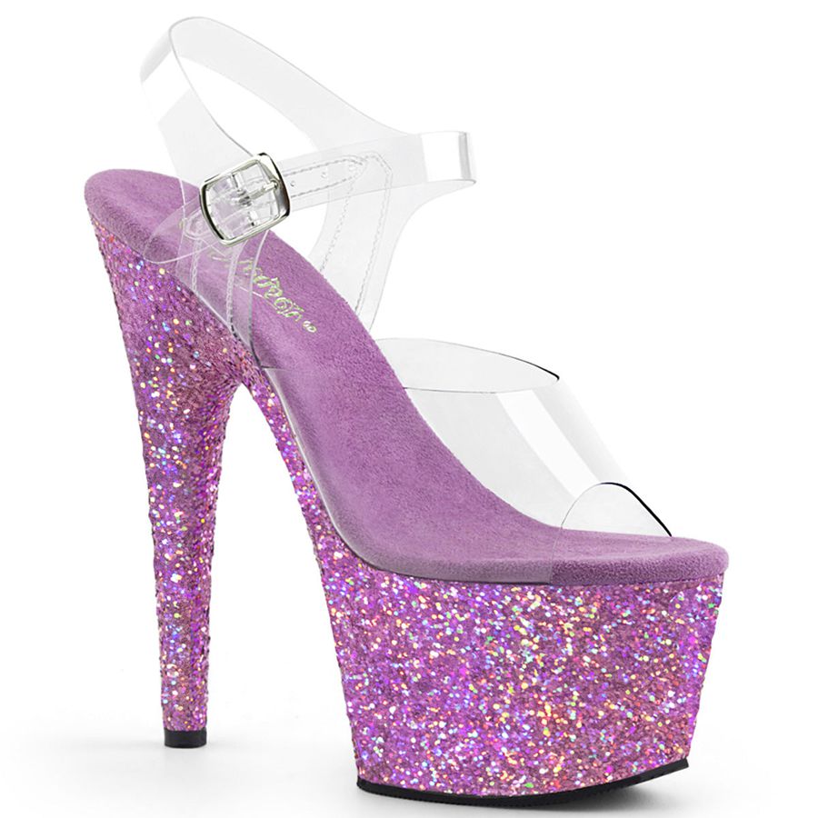 Women's Pleaser Adore-708LG Ankle Strap Sandals Purple | 869POYEAD