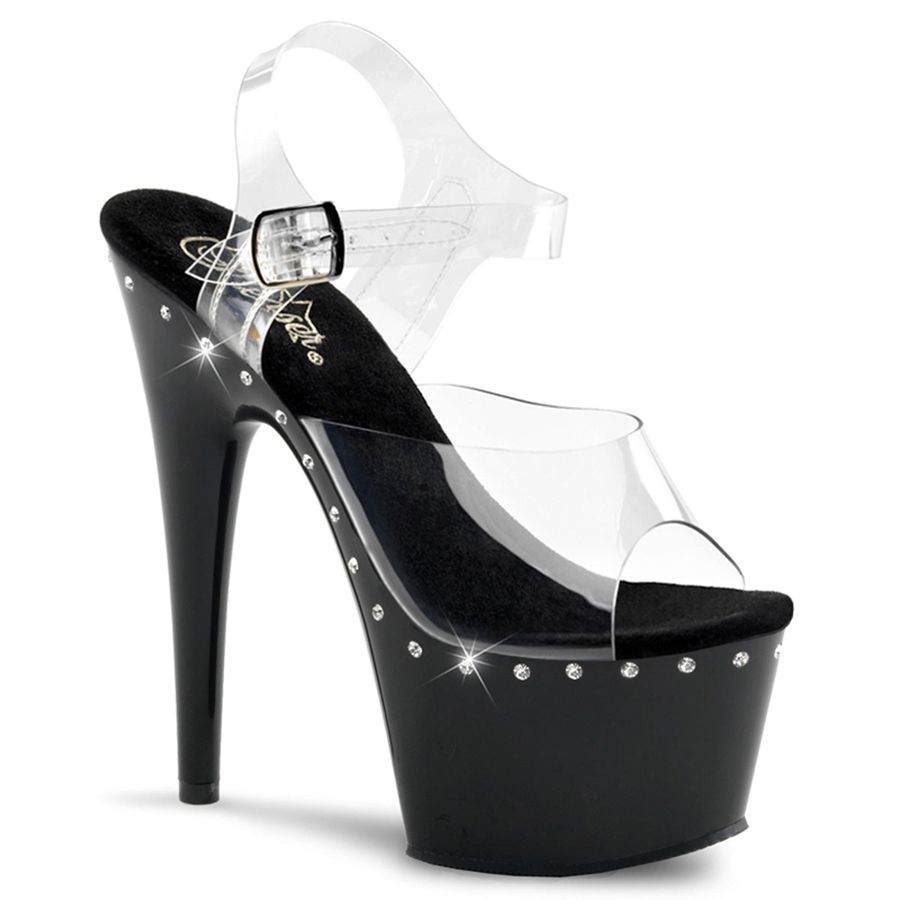 Women's Pleaser Adore-708LS Ankle Strap Sandals Black | 871XRJIZT