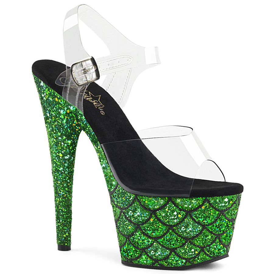 Women's Pleaser Adore-708MSLG Ankle Strap Sandals Green | 678LWBSPI