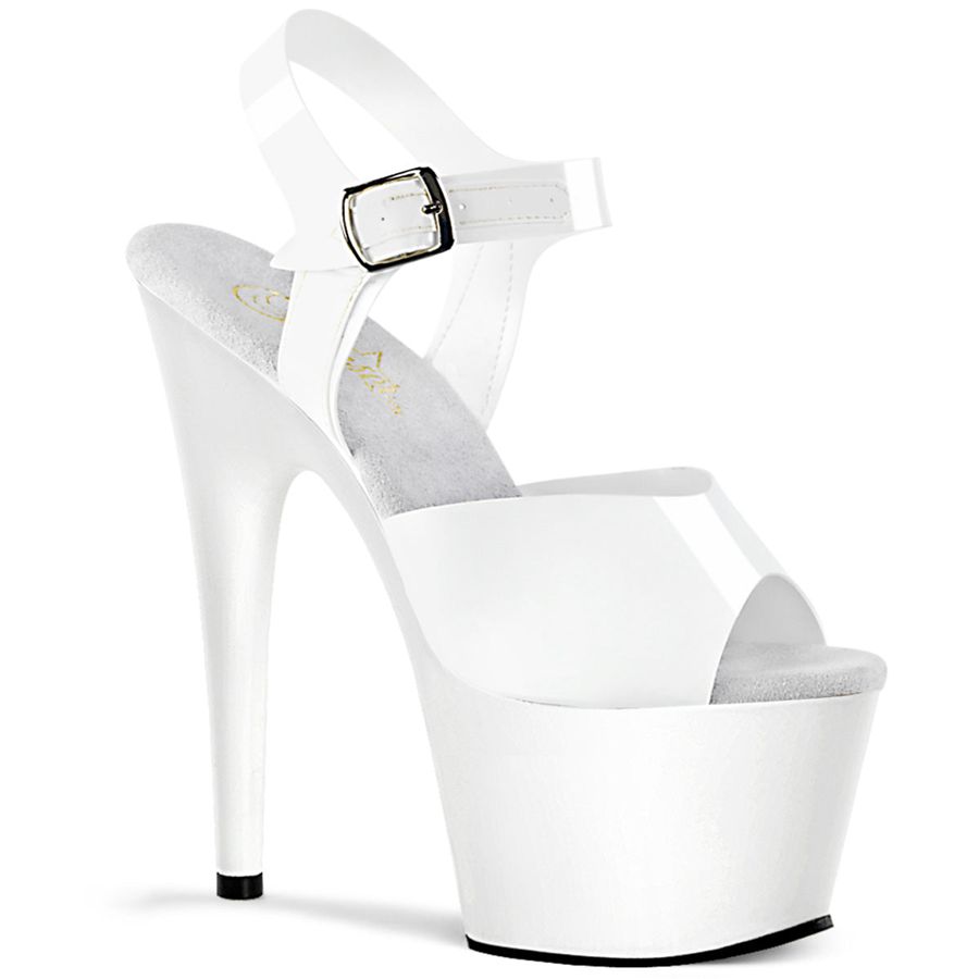 Women's Pleaser Adore-708N Ankle Strap Sandals White | 127FHTZIV