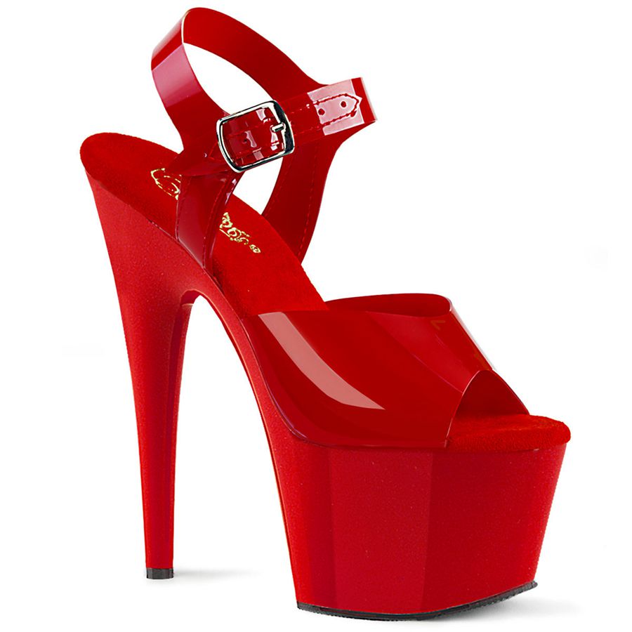 Women's Pleaser Adore-708N Ankle Strap Sandals Red | 546ERLBOU