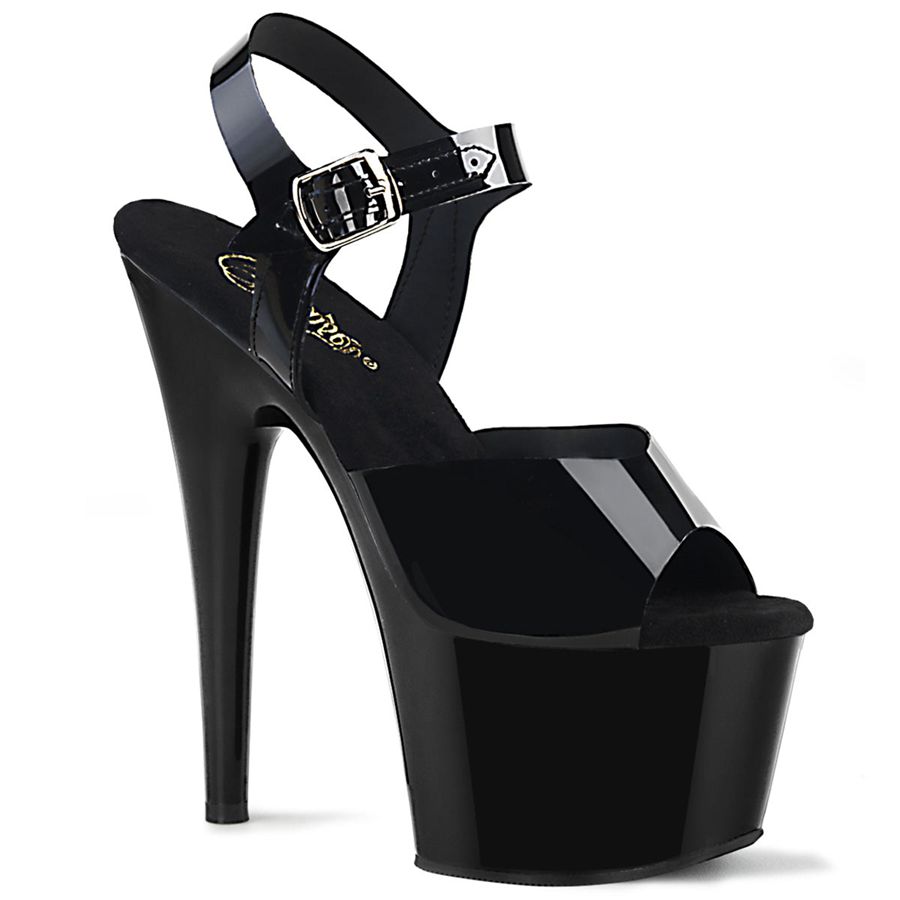 Women's Pleaser Adore-708N Ankle Strap Sandals Black | 941CABYZO