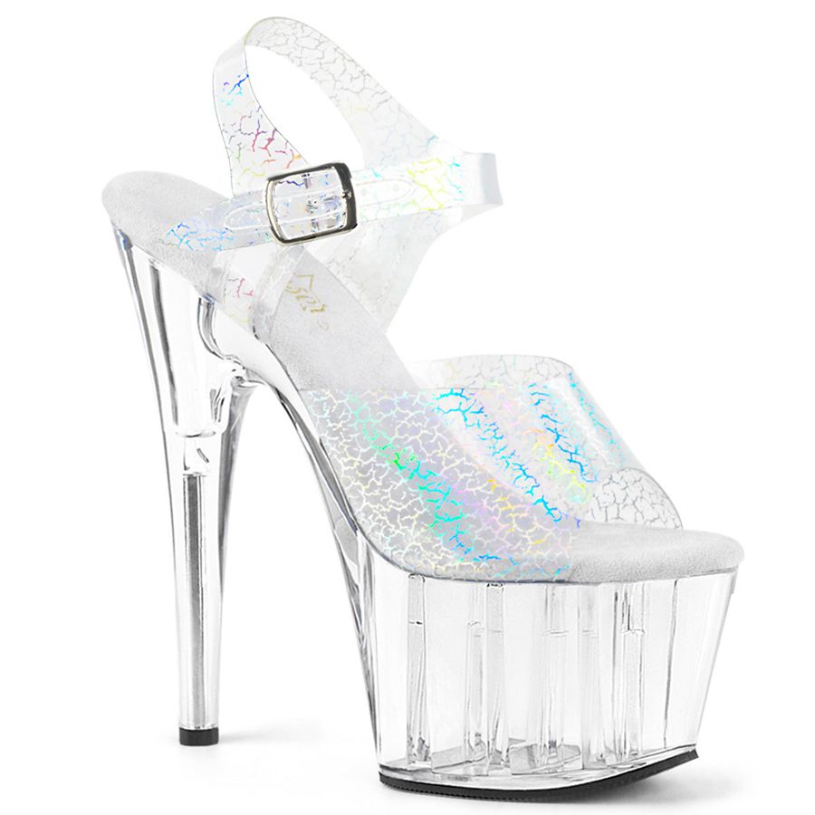 Women's Pleaser Adore-708N-CK Ankle Strap Sandals White | 798XKLZQE