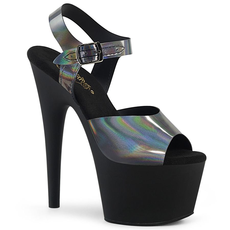 Women's Pleaser Adore-708N-DT Ankle Strap Sandals Grey | 734BNGATD