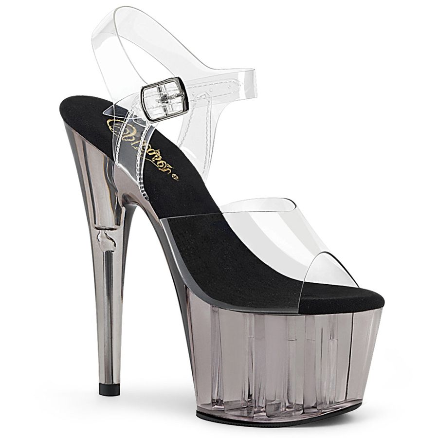 Women's Pleaser Adore-708T Ankle Strap Sandals Grey | 542PGITEJ