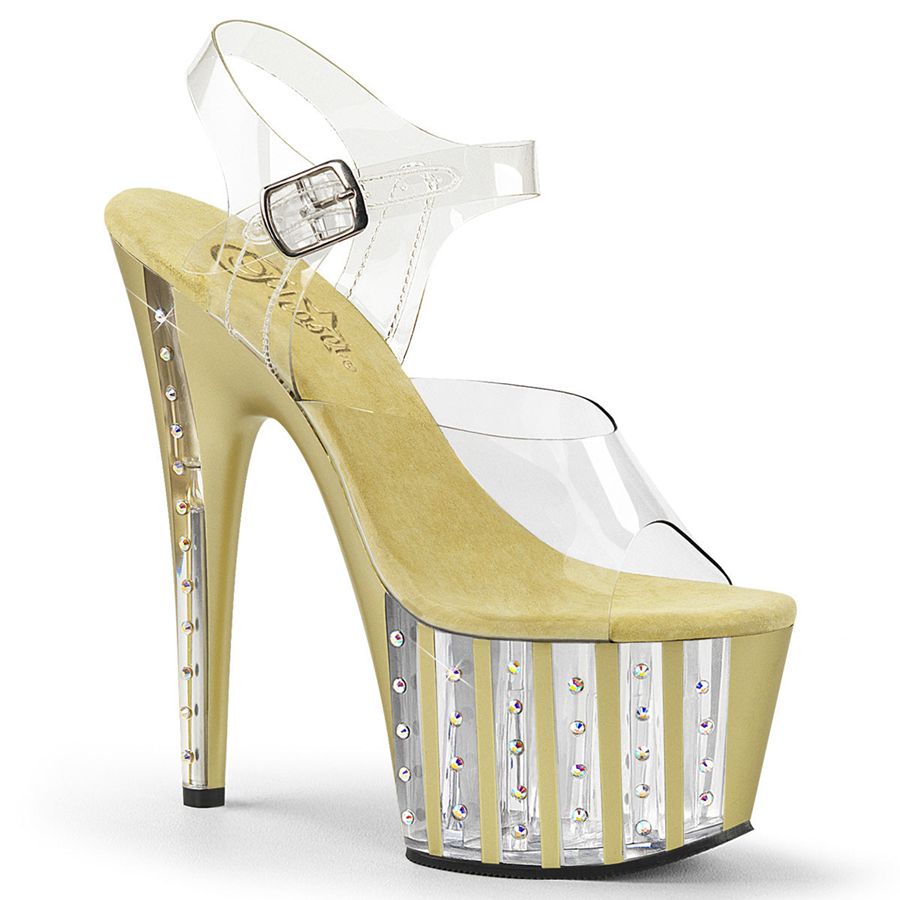 Women's Pleaser Adore-708VLRS Ankle Strap Sandals Gold | 659IVARZG