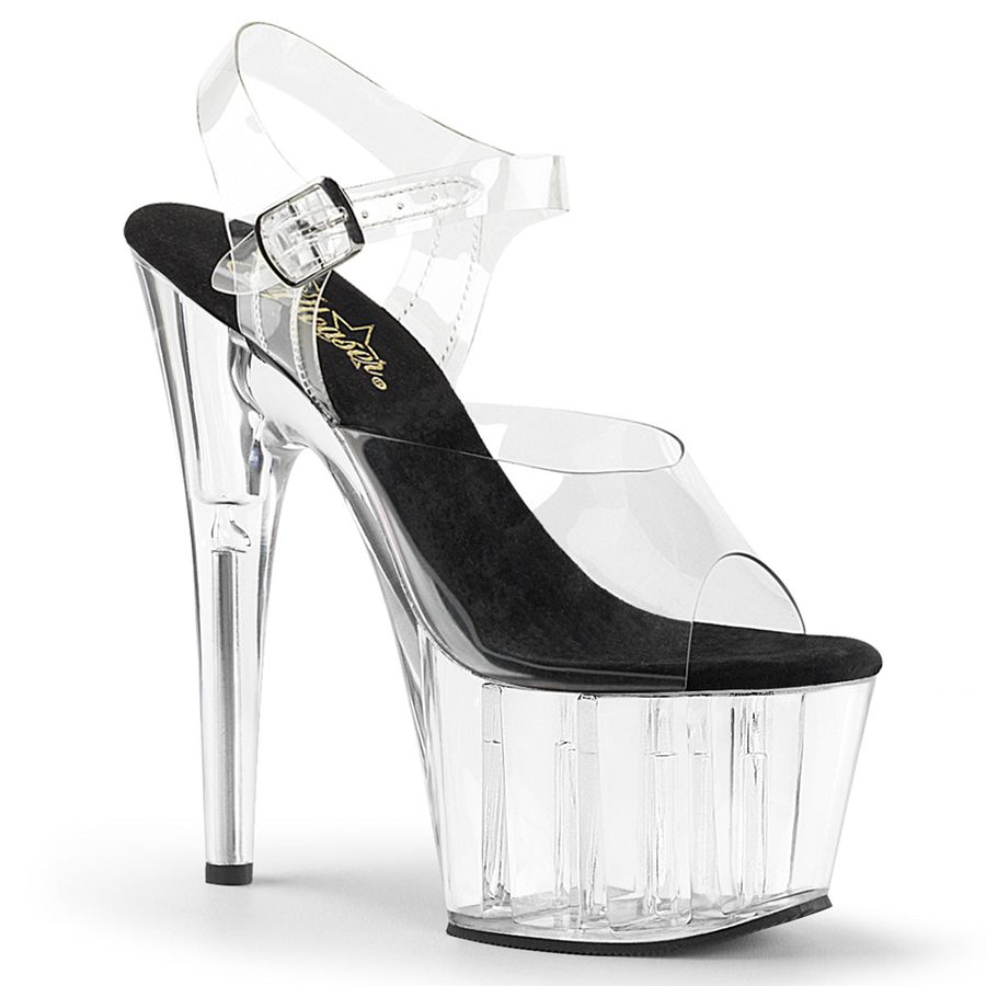 Women's Pleaser Adore-708 Ankle Strap Sandals Clear | 579WQODVE