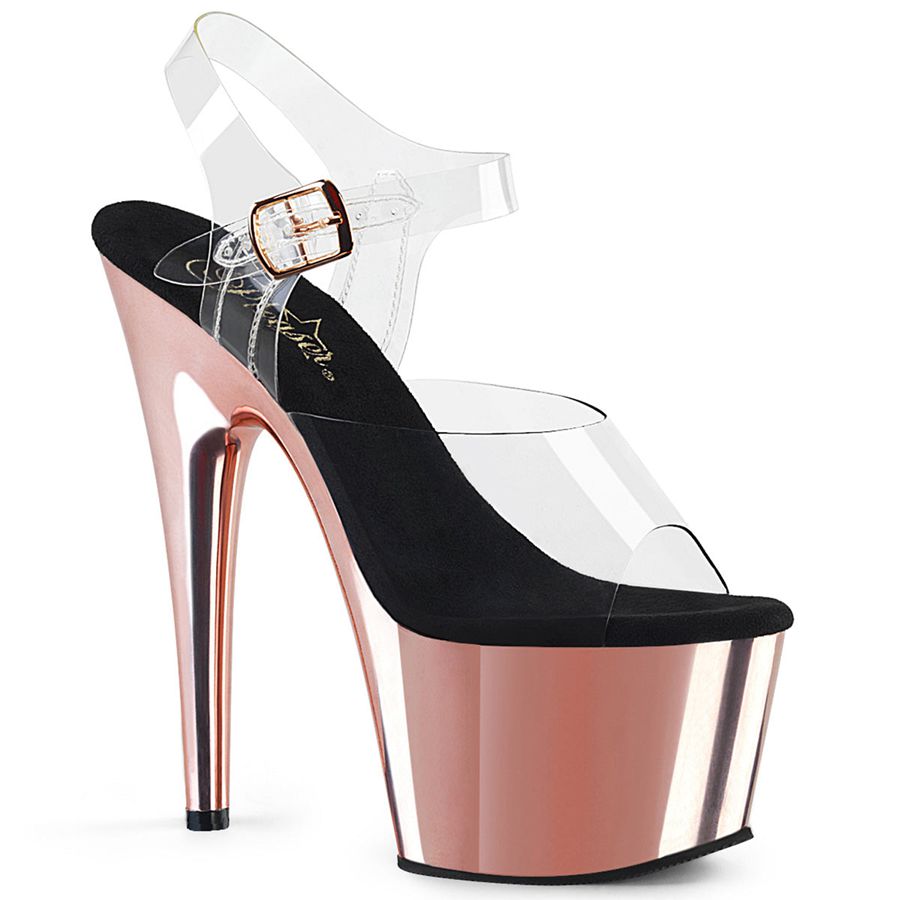 Women's Pleaser Adore-708 Ankle Strap Sandals Rose Gold | 921DZKWGF