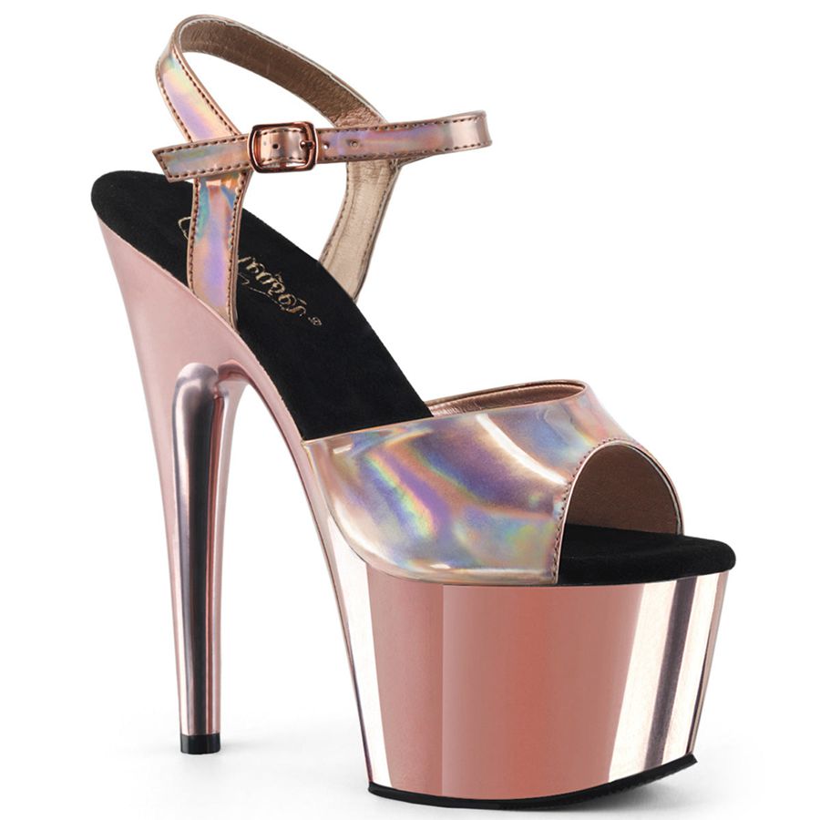 Women's Pleaser Adore-709HGCH Ankle Strap Sandals Rose Gold | 504JSOCFK