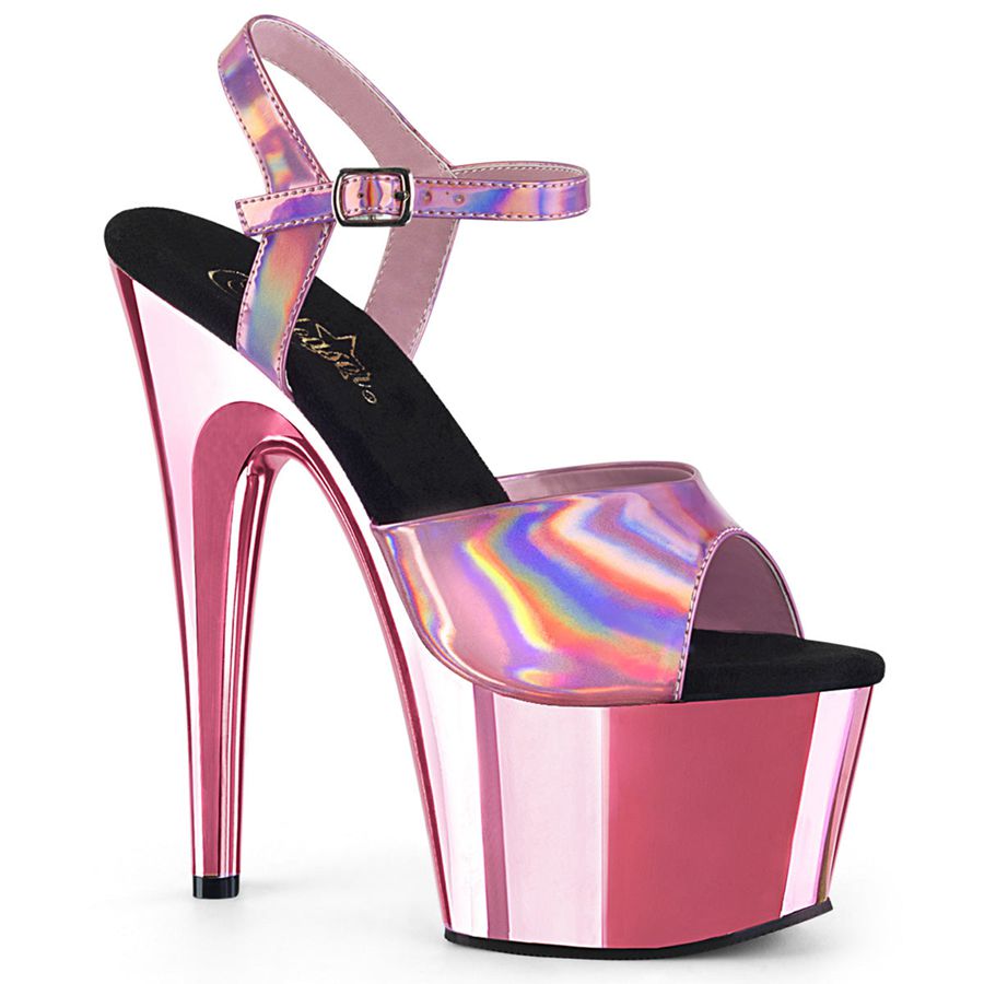 Women's Pleaser Adore-709HGCH Ankle Strap Sandals Pink | 546QUYGLE