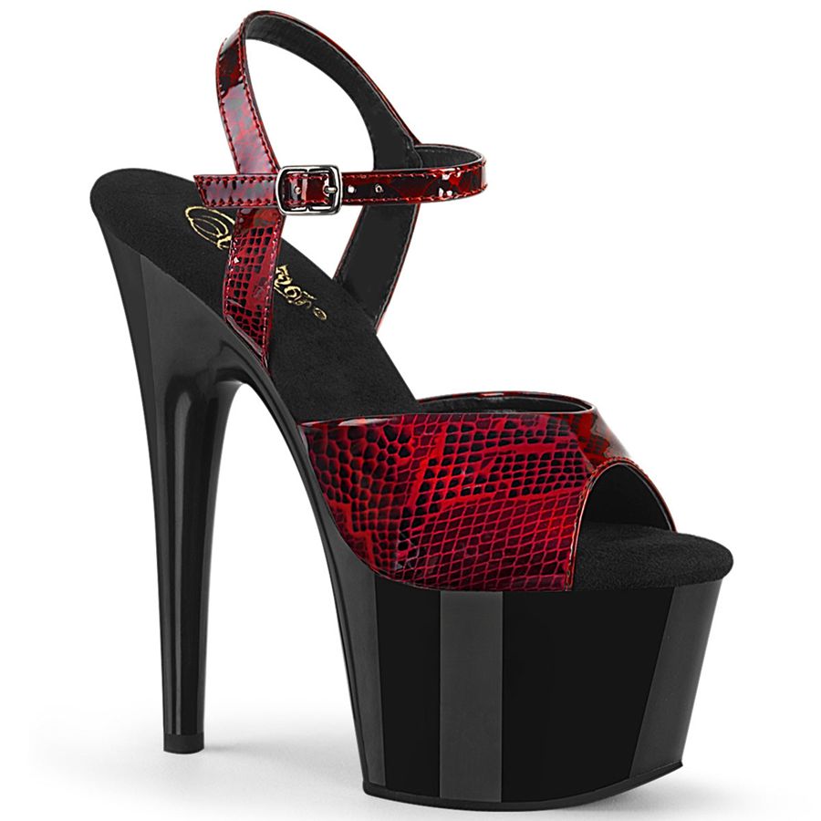 Women's Pleaser Adore-709SP Ankle Strap Sandals Red Black | 534JUYMHN