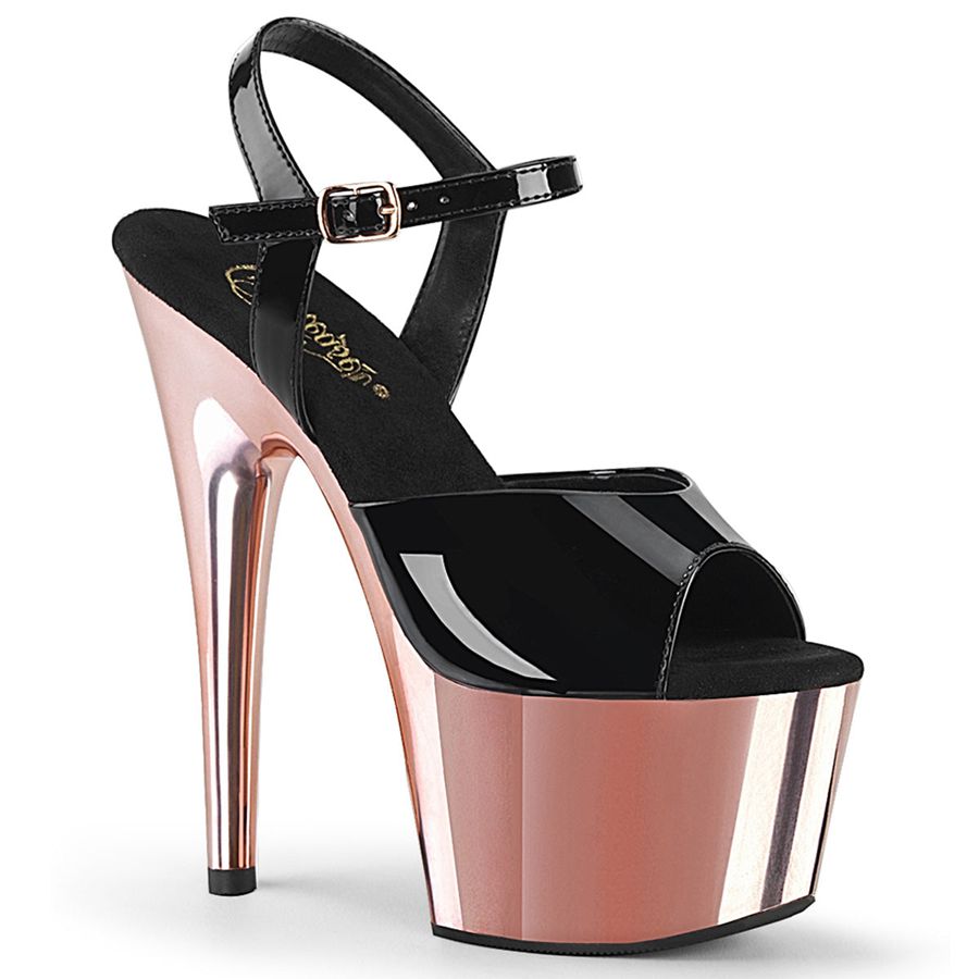 Women's Pleaser Adore-709 Ankle Strap Sandals Rose Gold | 023CYZIVG