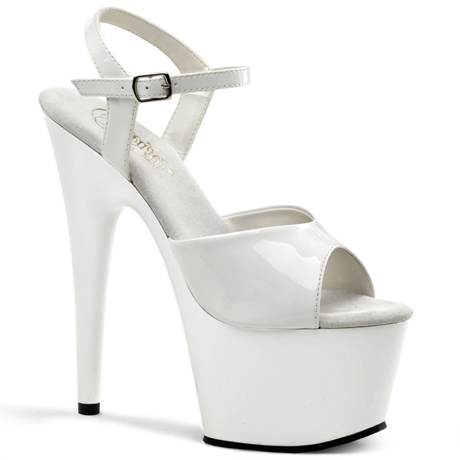 Women's Pleaser Adore-709 Ankle Strap Sandals White | 031TVBDOA