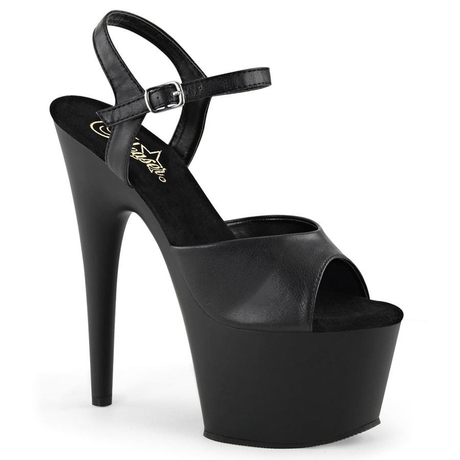 Women's Pleaser Adore-709 Ankle Strap Sandals Black | 294XZTBVI