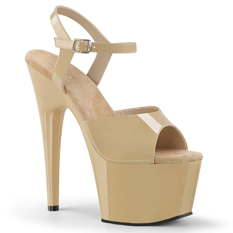 Women's Pleaser Adore-709 Ankle Strap Sandals Beige | 620SHYRQW