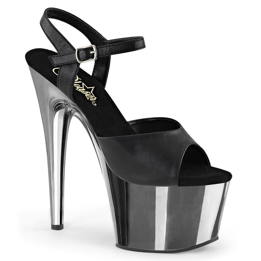 Women's Pleaser Adore-709 Ankle Strap Sandals Grey | 625JQXMHA