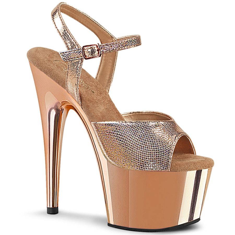 Women's Pleaser Adore-709 Ankle Strap Sandals Gold | 890SFRYQO