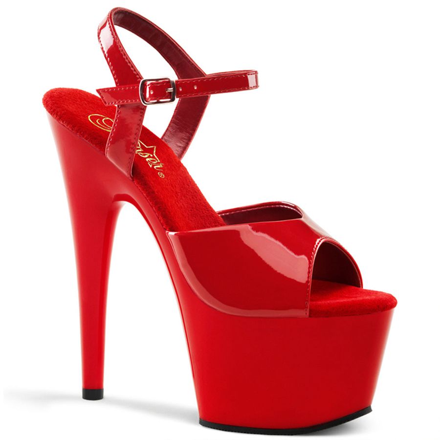 Women's Pleaser Adore-709 Ankle Strap Sandals Red | 941GXLIYN