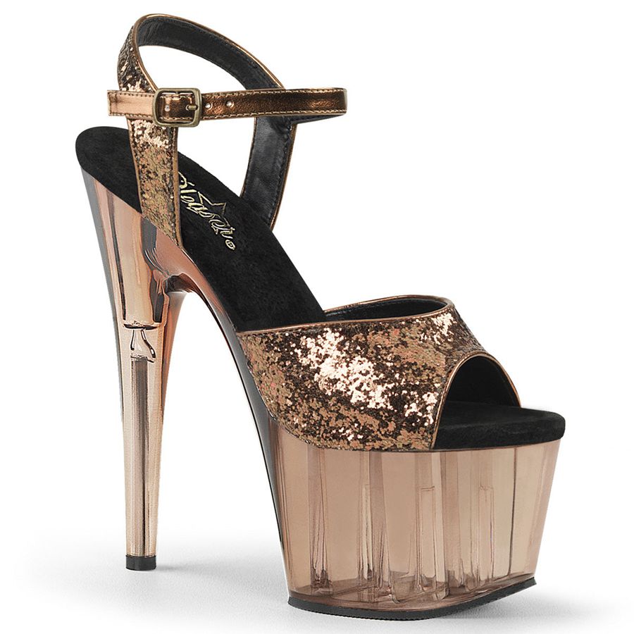 Women's Pleaser Adore-710GT Ankle Strap Sandals Gold | 128TMOKBE