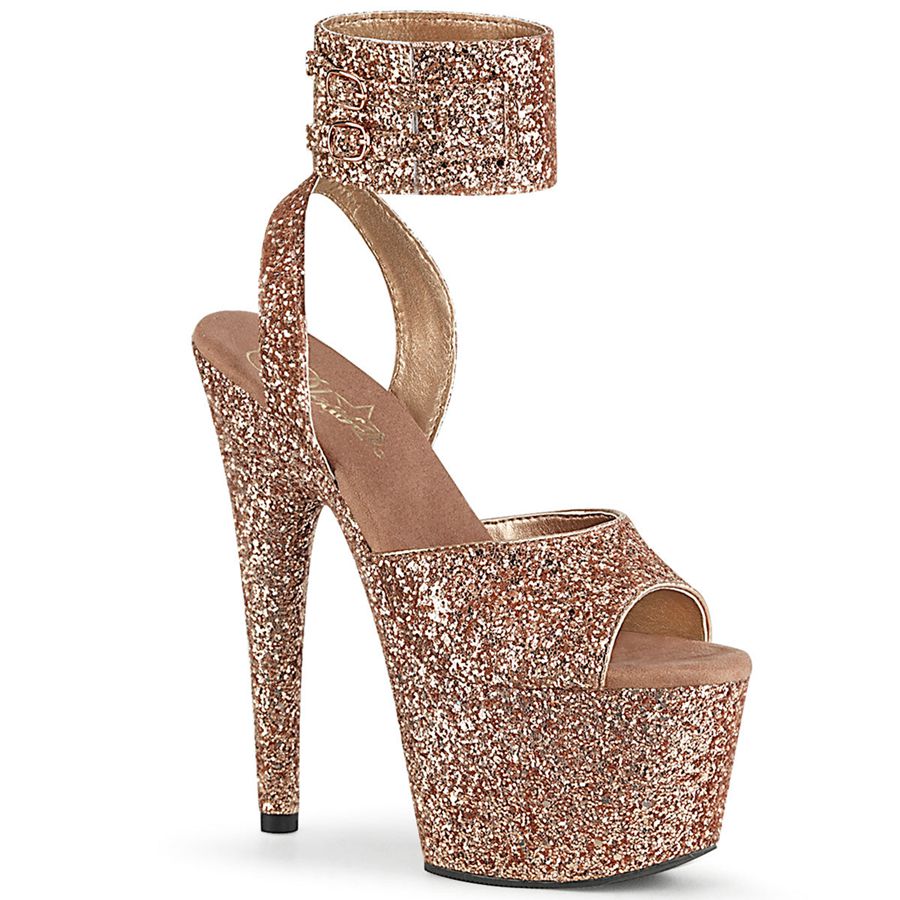 Women's Pleaser Adore-791LG Ankle Strap Sandals Rose Gold | 130UPODZW