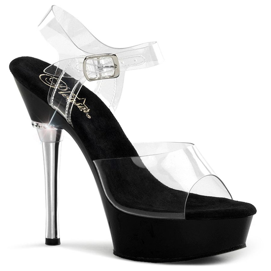 Women's Pleaser Allure-608 Ankle Strap Sandals Black | 469FJDXNB