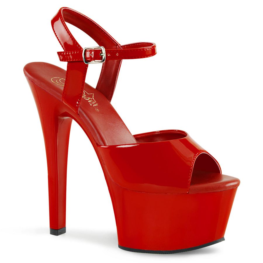 Women's Pleaser Aspire-609 Ankle Strap Sandals Red | 175DHFJME