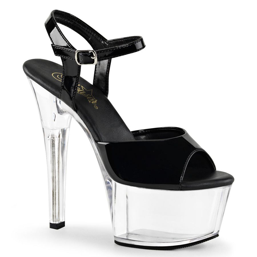 Women's Pleaser Aspire-609 Ankle Strap Sandals Clear | 852KBEXUZ